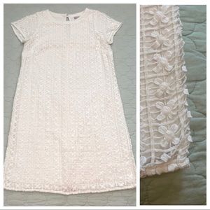 Banana Republic White Crochet Lace Shift Dress with Daisy-style Pattern — sz 8